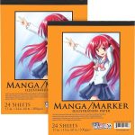 U.S. Art Supply 9" x 12" Premium Manga-Marker Paper Pad, 60 Pound (100gsm), Pad of 24-Sheets (Pack of 2 Pads)